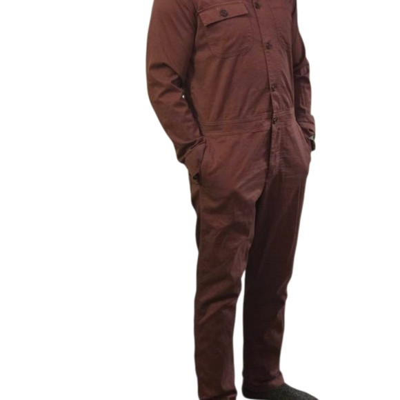 BR/HTG-SF-78 Banana Republic Reissue M Chocolate Rust Utility Jumpsuit Gorpcore - Picture 3 of 16